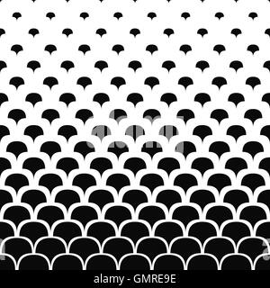 Seamless black and white curved shape pattern Stock Vector