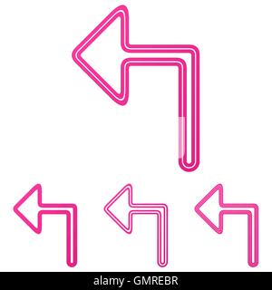 Pink turn left logo design set Stock Vector