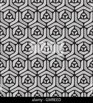 Vector Seamless  Black and White Rounded Line Geometric Hexagonal Pavement Pattern Stock Vector