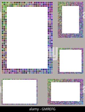 Colorful mosaic page frame template set Stock Vector