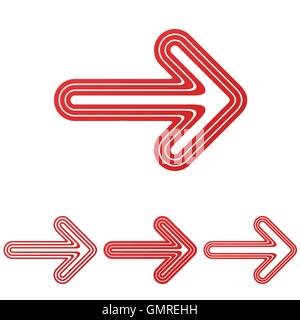Red line arrow logo design set Stock Vector
