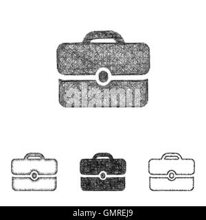 Briefcase icon set - sketch line art Stock Vector