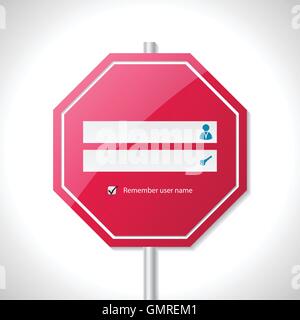 Stop sign inspired login screen Stock Vector