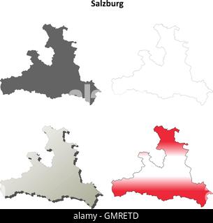Salzburg blank detailed outline map set Stock Vector