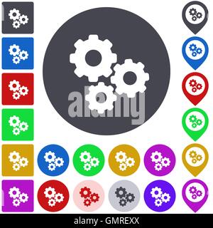 Color gear icon set Stock Vector