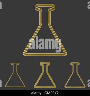 Golden line chemistry logo design set Stock Vector
