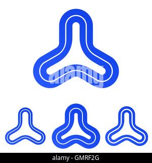 Blue line triangle logo design set Stock Vector