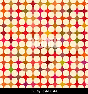 Vector Seamless Multicolor Cross Tiling Grid With White Circles Fancy Pattern Stock Vector