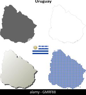 Uruguay outline map set Stock Vector