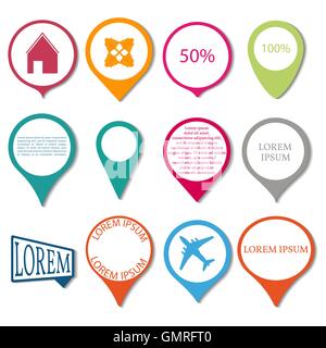 Set pointers maps, vector illustration. Stock Vector