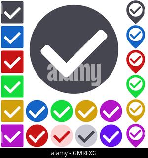 Color tick icon set Stock Vector