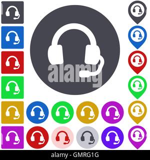 Color headphone icon set Stock Vector