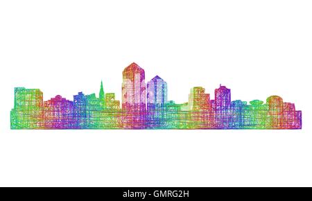 Albuquerque skyline silhouette - multicolor line art Stock Vector