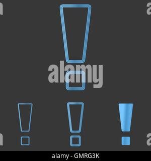 Blue line exclamation logo design set Stock Vector