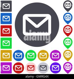 Color mail icon set Stock Vector