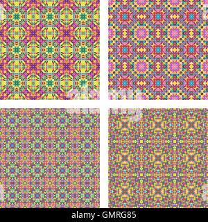 Colored seamless mosaic background set Stock Vector