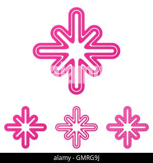 Pink line cross logo design set Stock Vector