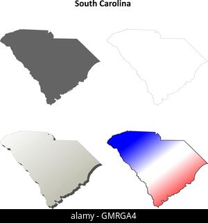 South Carolina SC state Map USA. Black outline map isolated on a white ...