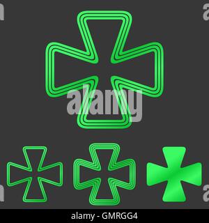 Green cloverleaf symbol icon design set Stock Vector