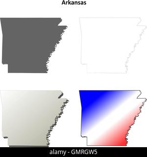 Arkansas outline map set Stock Vector