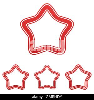 Red line star logo design set Stock Vector