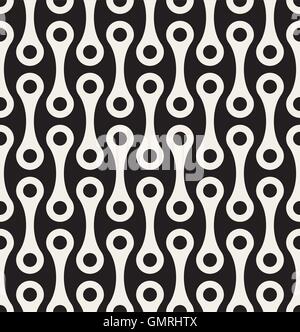 Vector Seamless Black and White Arc Connected Circles Rounded Lines Pattern Stock Vector