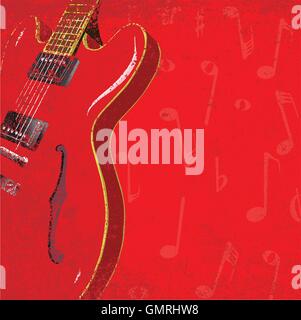 Red Guitar Background Stock Vector