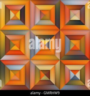 Vector Gradient  Geometric Tiling Pavement in Orange Shades Abstract Background Stock Vector