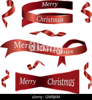 Red Christmas Ribbons Set Stock Vector