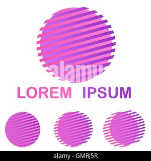 Pink and purple striped circle company symbol design set Stock Vector