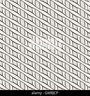 Vector Seamless Black and White Rounded Parallel and Intersecting Lines Pattern Stock Vector