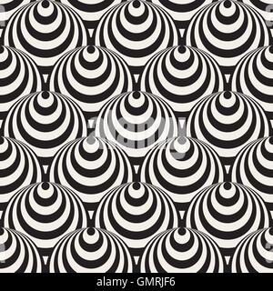 Vector Seamless Black And White Concentric Circles Optical Illusion Pattern Stock Vector