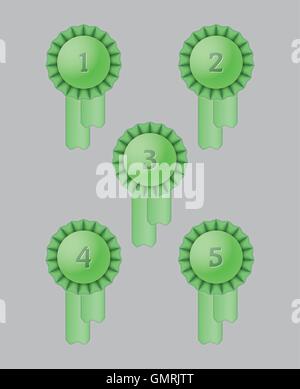 five award ribbons Stock Vector