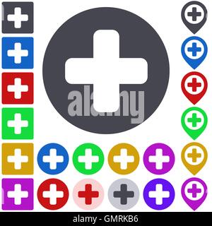 Color plus icon set Stock Vector