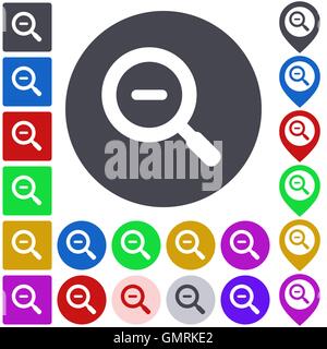 Color zoom out icon set Stock Vector