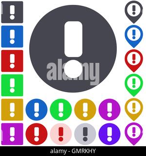 Color warning icon set Stock Vector