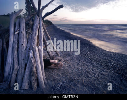 Beach With Wooden Tent - Spiaggia Con Tenda Di Legno Photograph by