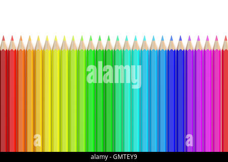 set of colored pencils, 3D rendering isolated on white background Stock Photo