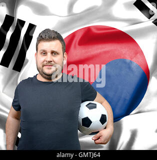 Proud football fan of South Korea Stock Photo