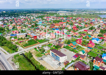 Aerial view of houses on housing estates. Tyumen Stock Photo