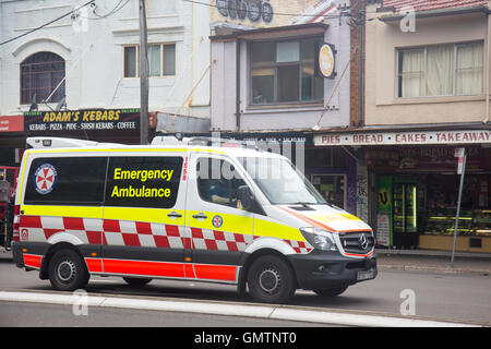 Australian ambulance from New South Wales Health travelling in North Sydney, Australia Stock Photo