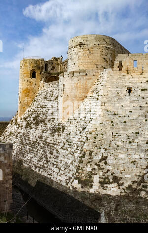 Krak des Chevaliers, Crusader castle in Syria. Stock Photo