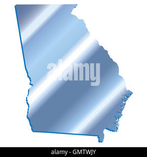 3D Georgia (USA) Iridium Blue outline map with shadow Stock Photo