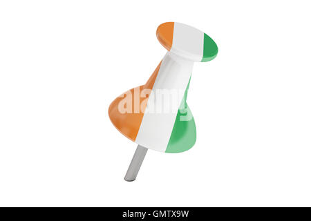 Push pin with flag of Ireland, 3D rendering isolated on white background Stock Photo