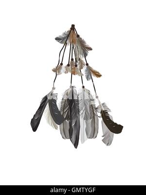 Naturalistic Feathers Bird Isolated on White Background. Stock Vector