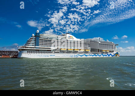 Large cruise ship Aida Prima moored in port of Southampton England Stock Photo