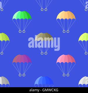 Parachute Seamless Pattern on Blue Sky Stock Vector