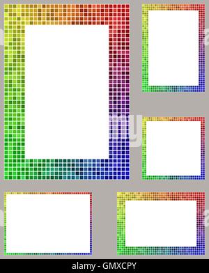 Pixel mosaic page border frame set Stock Vector