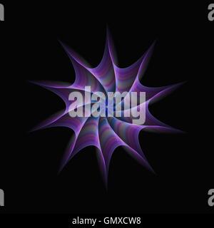 Purple abstract twisted star fractal design Stock Vector