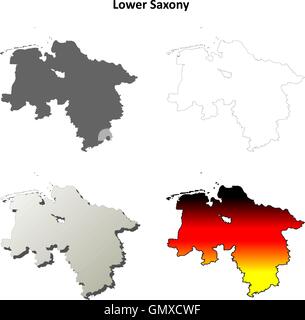 Lower Saxony outline map set Stock Vector